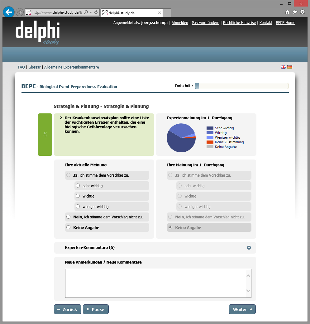 Screenshot einer Delphi-Umfrage